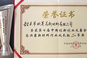 中国创新创业大赛新材料行业二等奖
